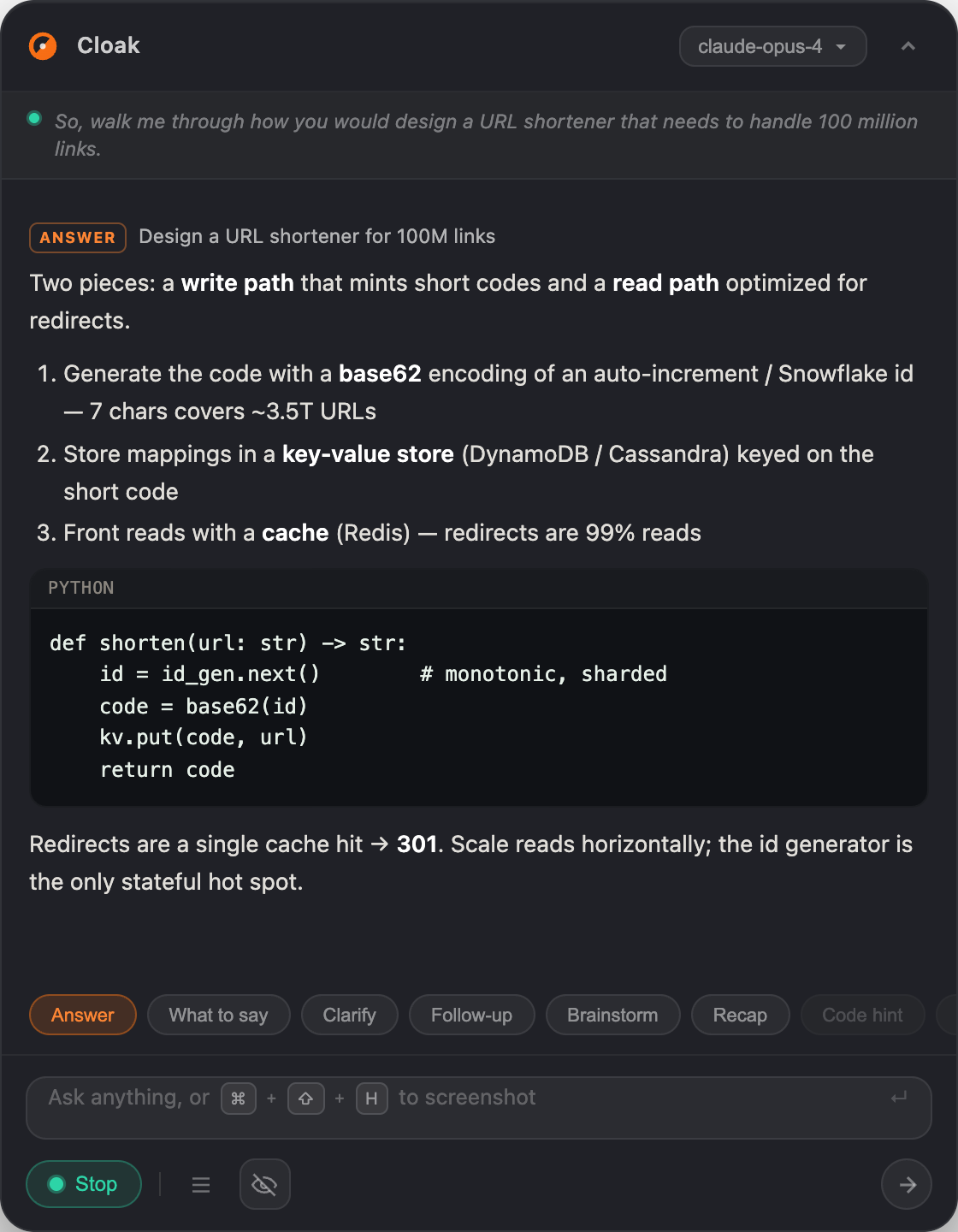 Cloak overlay in Answer mode
